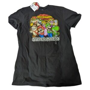 Super Mario Bros black character cotton men's t-shirt Medium M NWT screen print